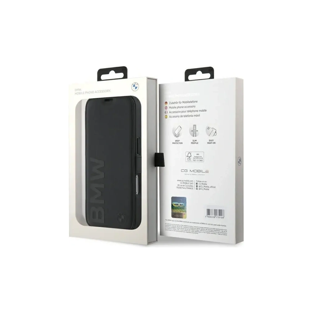 Wholesale BMW BMBKP16S23RMRLK Apple iPhone 16 bookcase Signature Leather Wordmark black - BMW733 - {ean13} - Hurt