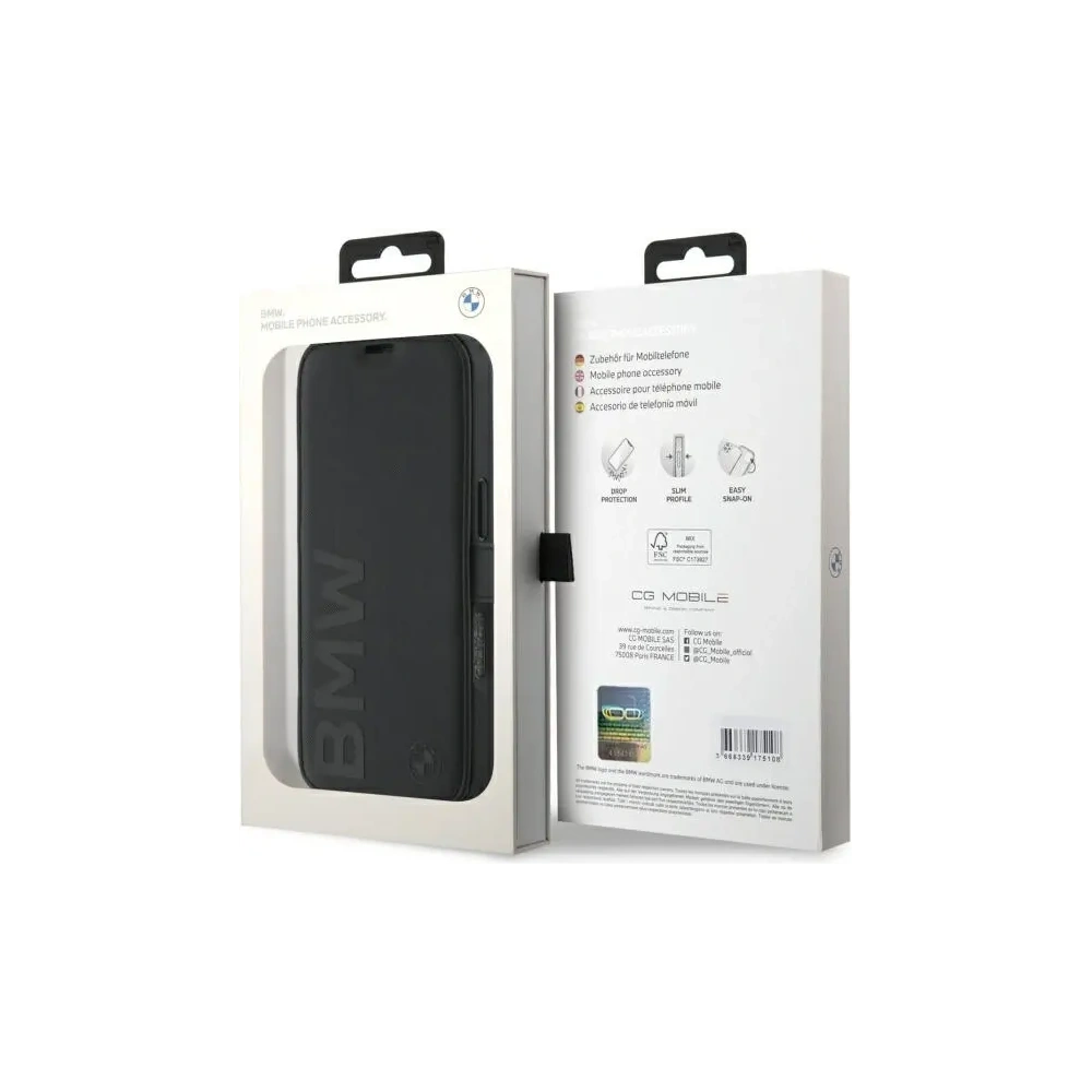 Hurtownia GSM - Etui BMW BMBKP16X23RMRLK Apple iPhone 16 Pro Max knížkový obal Signature Leather Wordmark černý/black - BMW734 - {ean13} - Hurt