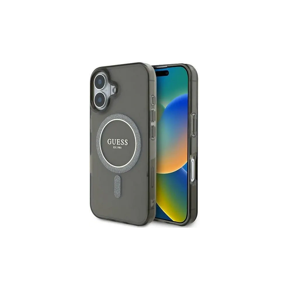 Hurtownia GSM - Guess GUHMP16MHFGEREK Apple iPhone 16 Plus kemény tok IML Glitter Circle MagSafe fekete - GUE4194 - {ean13} - Hurt