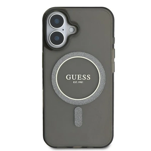 Etui Guess GUHMP16MHFGEREK Apple iPhone 16 Plus hardcase IML Glitter Circle MagSafe czarny/black