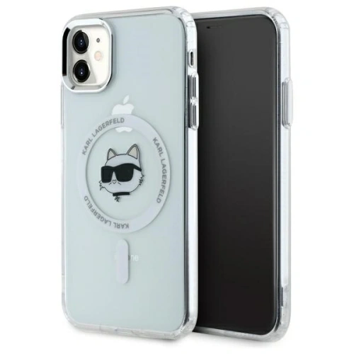 Etui Karl Lagerfeld KLHMN61HLSCHH Apple iPhone 11 / XR hardcase IML Metal Choupette Head MagSafe biały/white