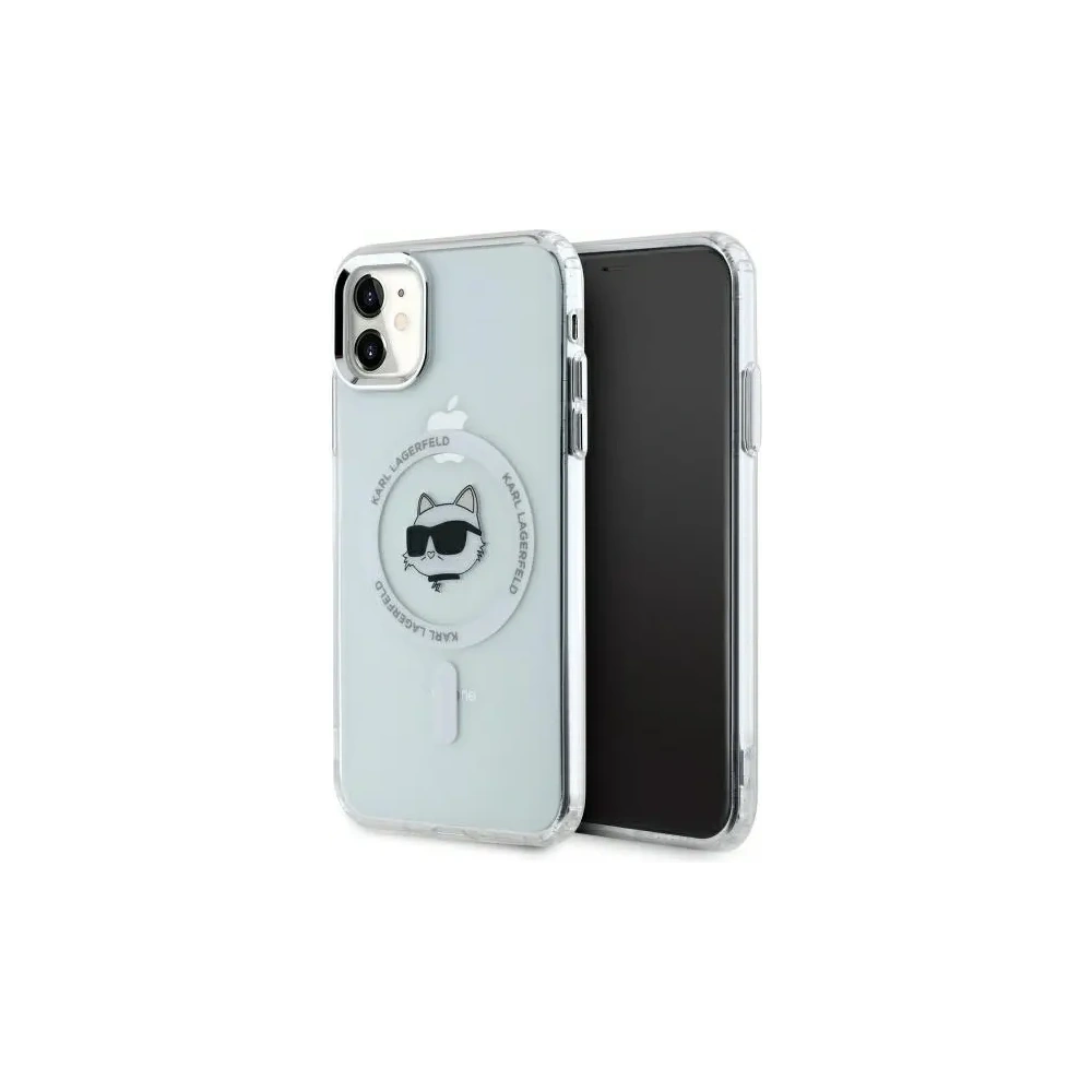 Wholesale Karl Lagerfeld KLHMN61HLSCHH Apple iPhone 11 / XR hardcase IML Metal Choupette Head MagSafe white - KLD21821 - {ean13} - Hurt