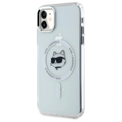 Etui Karl Lagerfeld KLHMN61HLSCHH Apple iPhone 11 / XR hardcase IML Metal Choupette Head MagSafe biały/white