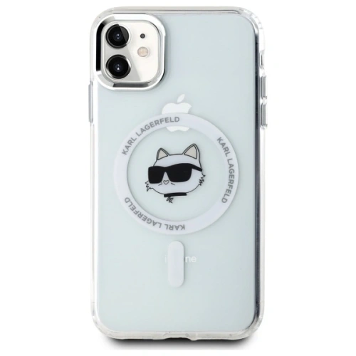 Etui Karl Lagerfeld KLHMN61HLSCHH Apple iPhone 11 / XR hardcase IML Metal Choupette Head MagSafe biały/white