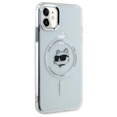 Etui Karl Lagerfeld KLHMN61HLSCHH Apple iPhone 11 / XR hardcase IML Metal Choupette Head MagSafe biały/white