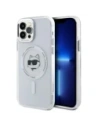 Etui Karl Lagerfeld KLHMP12MHLSCHH Apple iPhone 12 / 12 Pro hardcase IML Metal Choupette Head MagSafe bílý/white