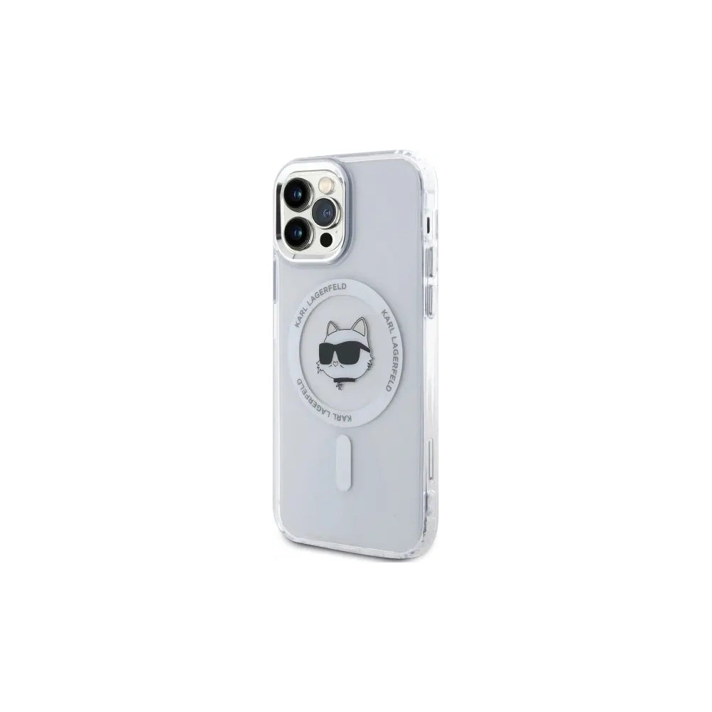 Wholesale Karl Lagerfeld KLHMP12MHLSCHH Apple iPhone 12 / 12 Pro hardcase IML Metal Choupette Head MagSafe white - KLD21822 - {ean13} - Hurt