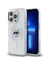 Karl Lagerfeld KLHMP13LHLSCHH Apple iPhone 13 Pro hardcase IML Metal Choupette Head MagSafe white