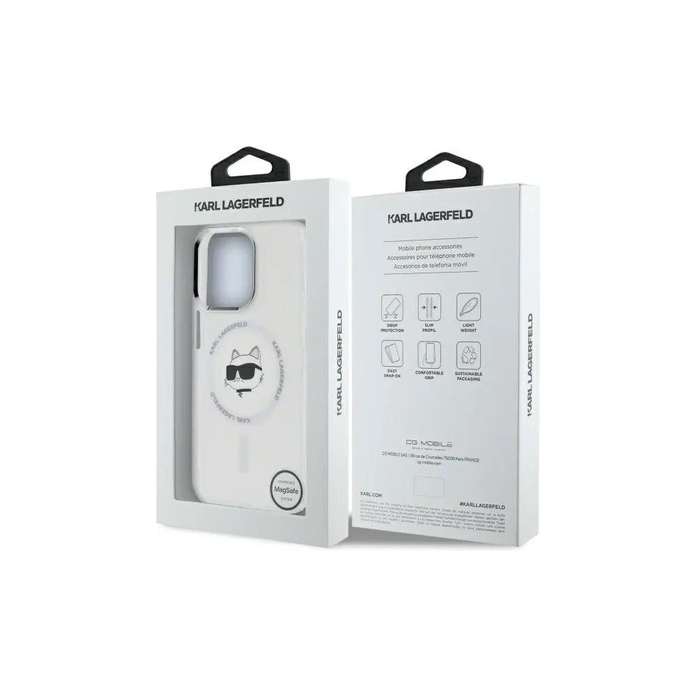 Wholesale Karl Lagerfeld KLHMP13LHLSCHH Apple iPhone 13 Pro hardcase IML Metal Choupette Head MagSafe white - KLD21823 - {ean13} - Hurt