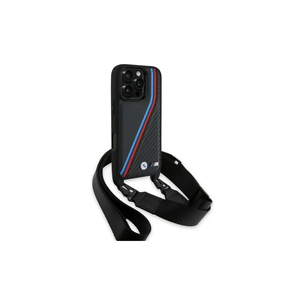 Hurtownia GSM - Etui BMW BMHCP16L23PSVTK Apple iPhone 16 Pro hardcase M Edition Carbon Tricolor Lines & Strap czarny/black - BMW740 - {ean13} - Hurt