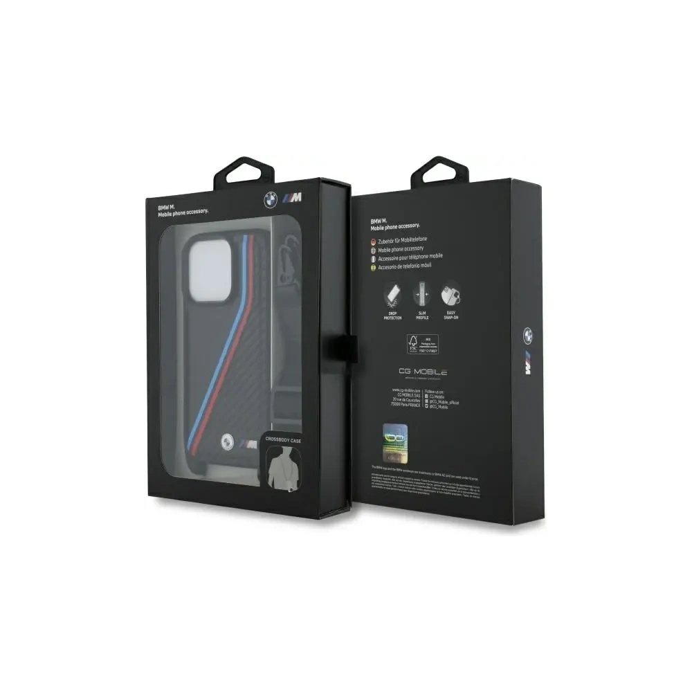 Hurtownia GSM - BMW BMHCP16L23PSVTK Apple iPhone 16 Pro Hardcase M Edition Carbon Tricolor Linien & Strap schwarz - BMW740 - {ean13} - Hurt