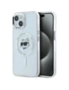 Karl Lagerfeld KLHMP15SHLSCHH Apple iPhone 15 Hartschale IML Metall Choupette Kopf MagSafe weiß
