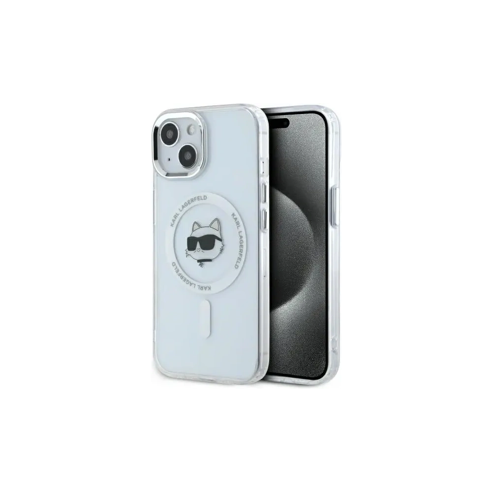 Hurtownia GSM - Karl Lagerfeld KLHMP15SHLSCHH Apple iPhone 15 hardcase IML Metal Choupette Head MagSafe alb - KLD21830 - {ean13} - Hurt