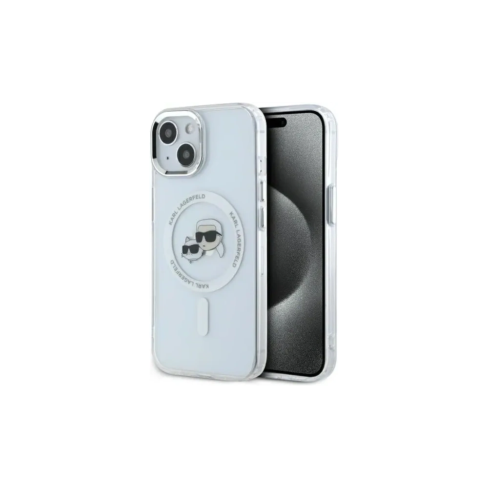 Hurtownia GSM - Etui Karl Lagerfeld KLHMP15SHLSKCH Apple iPhone 15 hardcase IML Metal Karl&Choupette Head MagSafe biały/white - KLD21831 - {ean13} - Hurt