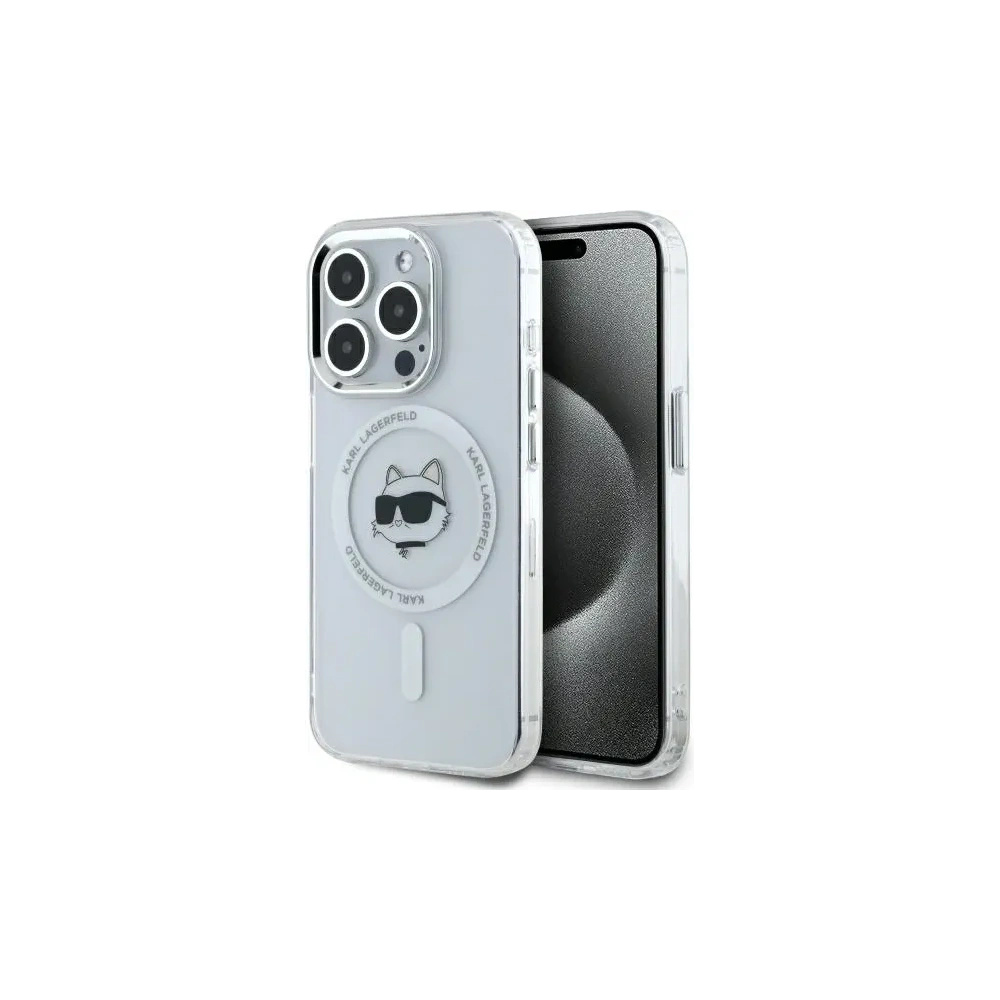 Hurtownia GSM - Karl Lagerfeld KLHMP15XHLSCHH Apple iPhone 15 Pro Max Hartschale IML Metall Choupette Kopf MagSafe weiß - KLD21832 - {ean13} - Hurt