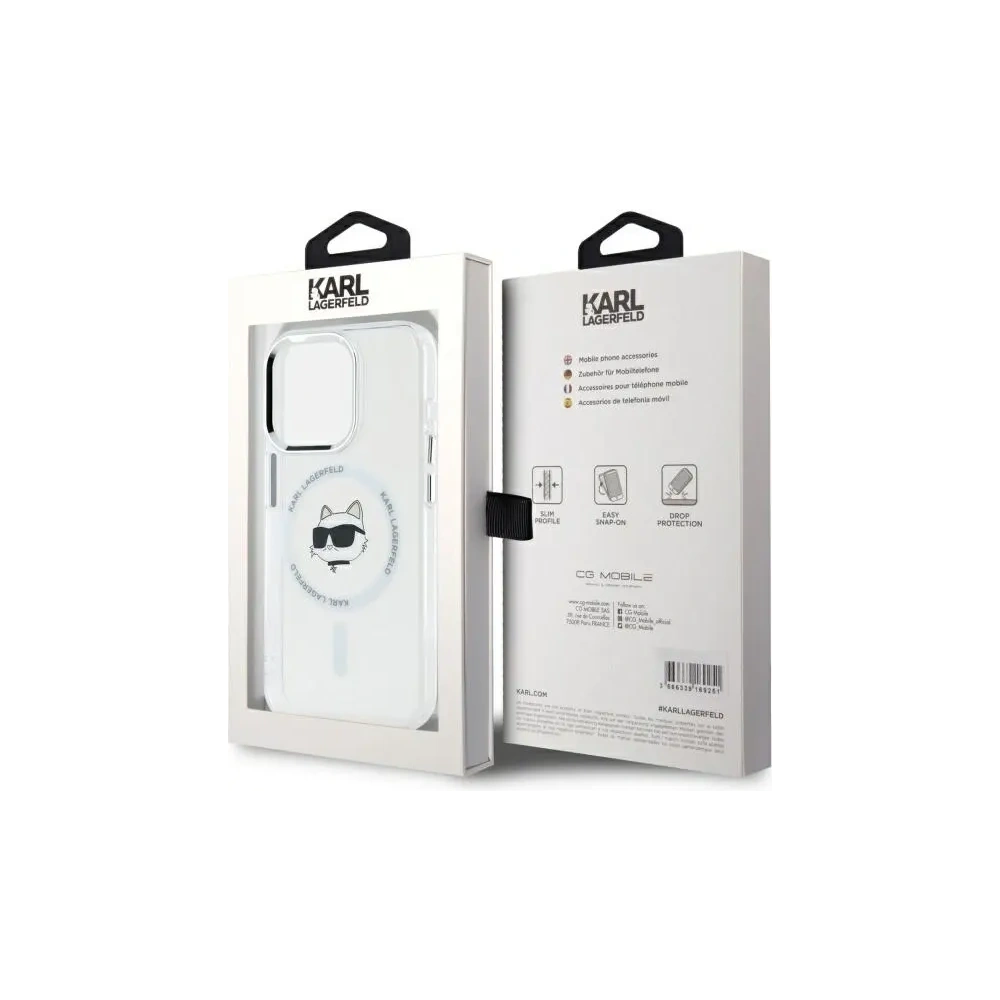 Hurtownia GSM - Karl Lagerfeld KLHMP15XHLSCHH Apple iPhone 15 Pro Max Hartschale IML Metall Choupette Kopf MagSafe weiß - KLD21832 - {ean13} - Hurt