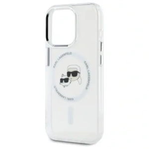 Hurtownia GSM - Karl Lagerfeld KLHMP15XHLSKCH Apple iPhone 15 Pro Max Hardcase IML Metall Karl&Choupette Kopf MagSafe weiß - KLD21833 - {ean13} - Hurt