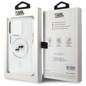 Hurtownia GSM - Karl Lagerfeld KLHMP15XHLSKCH Apple iPhone 15 Pro Max Hardcase IML Metall Karl&Choupette Kopf MagSafe weiß - KLD21833 - {ean13} - Hurt