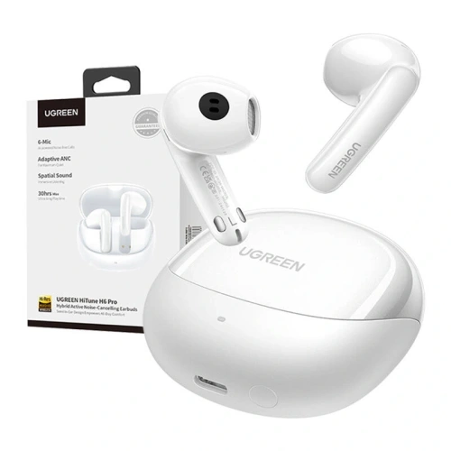 Bezprzewodowe słuchawki douszne UGREEN HiTune H6 Pro Hybrid z redukcją szumów WS203 (białe)