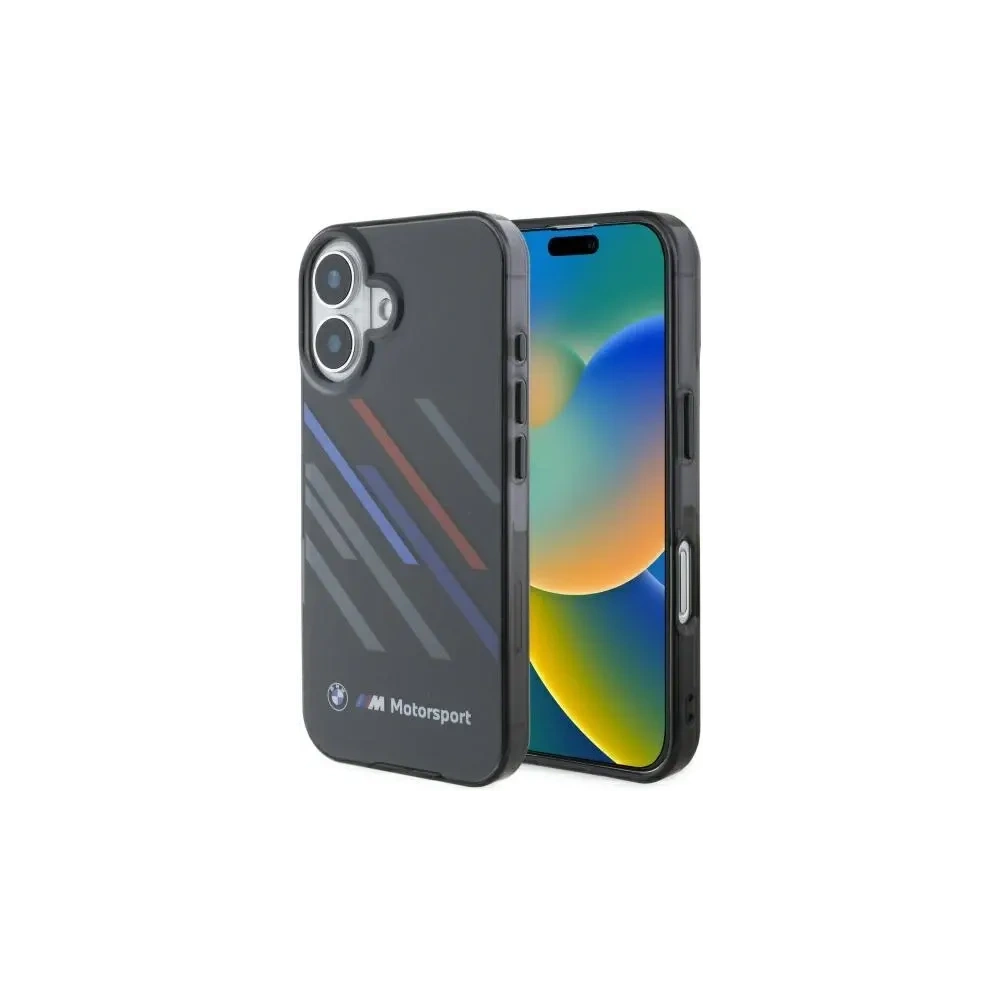 Hurtownia GSM - Etui BMW BMHCP16S23HTRAK Apple iPhone 16 hardcase Motorsport IML Random Stripes černý/black - BMW752 - {ean13} - Hurt