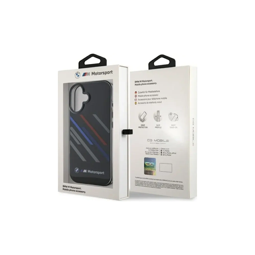Hurtownia GSM - Etui BMW BMHCP16S23HTRAK Apple iPhone 16 hardcase Motorsport IML Random Stripes černý/black - BMW752 - {ean13} - Hurt