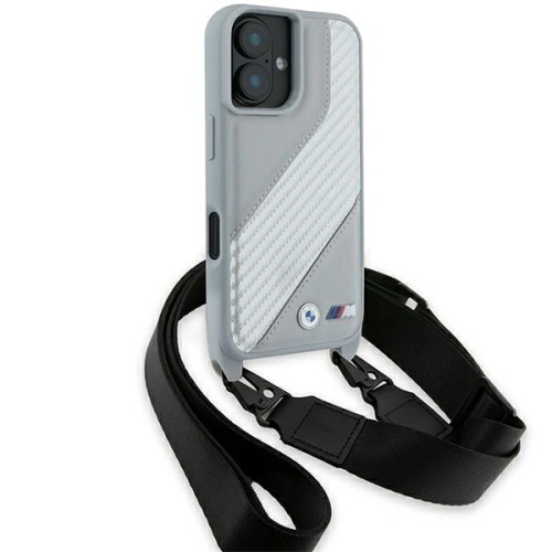 Etui BMW BMHCP16S23PSCCG Apple iPhone 16 hardcase M Edition Carbon Stripe & Strap szary/grey