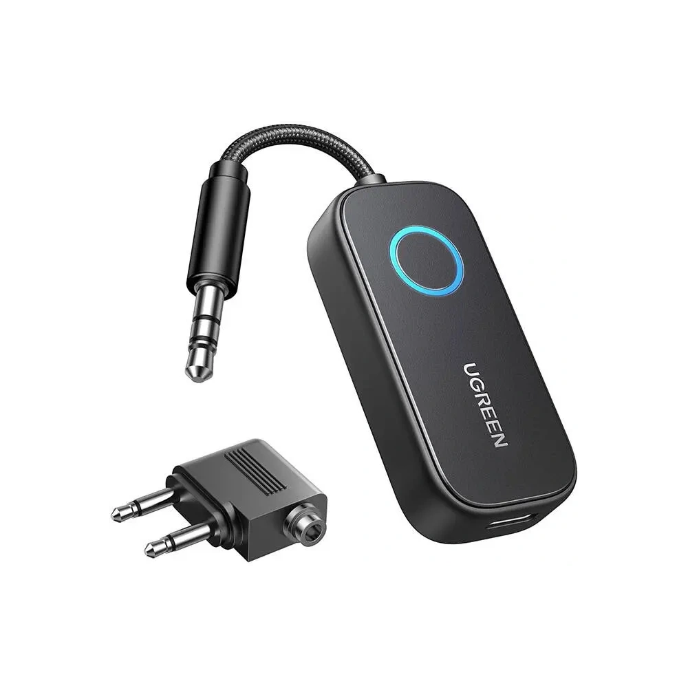 Hurtownia GSM - UGREEN CM671 receptor/transmițător Bluetooth 5.2 jack 3.5mm, 300mAh + adaptor pentru avion - UGR5593 - {ean13} - Hurt