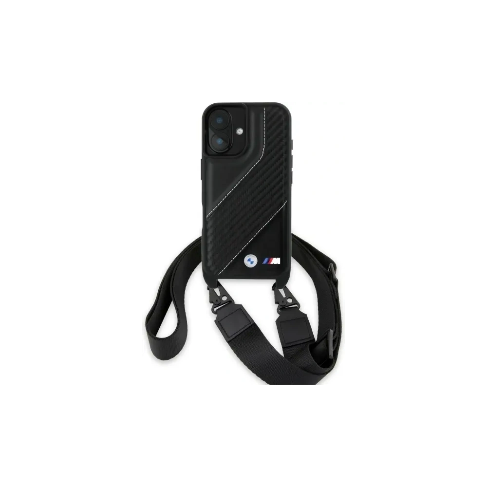 Hurtownia GSM - Etui BMW BMHCP16S23PSCCK Apple iPhone 16 hardcase M Edition Carbon Stripe & Strap černý/black - BMW755 - {ean13} - Hurt