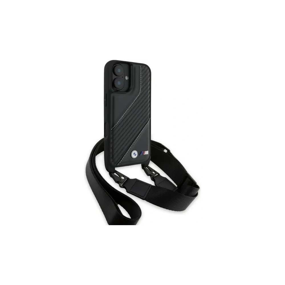 Hurtownia GSM - BMW BMHCP16S23PSCCK Apple iPhone 16 carcasă dură M Edition Carbon Stripe & Strap negru - BMW755 - {ean13} - Hurt