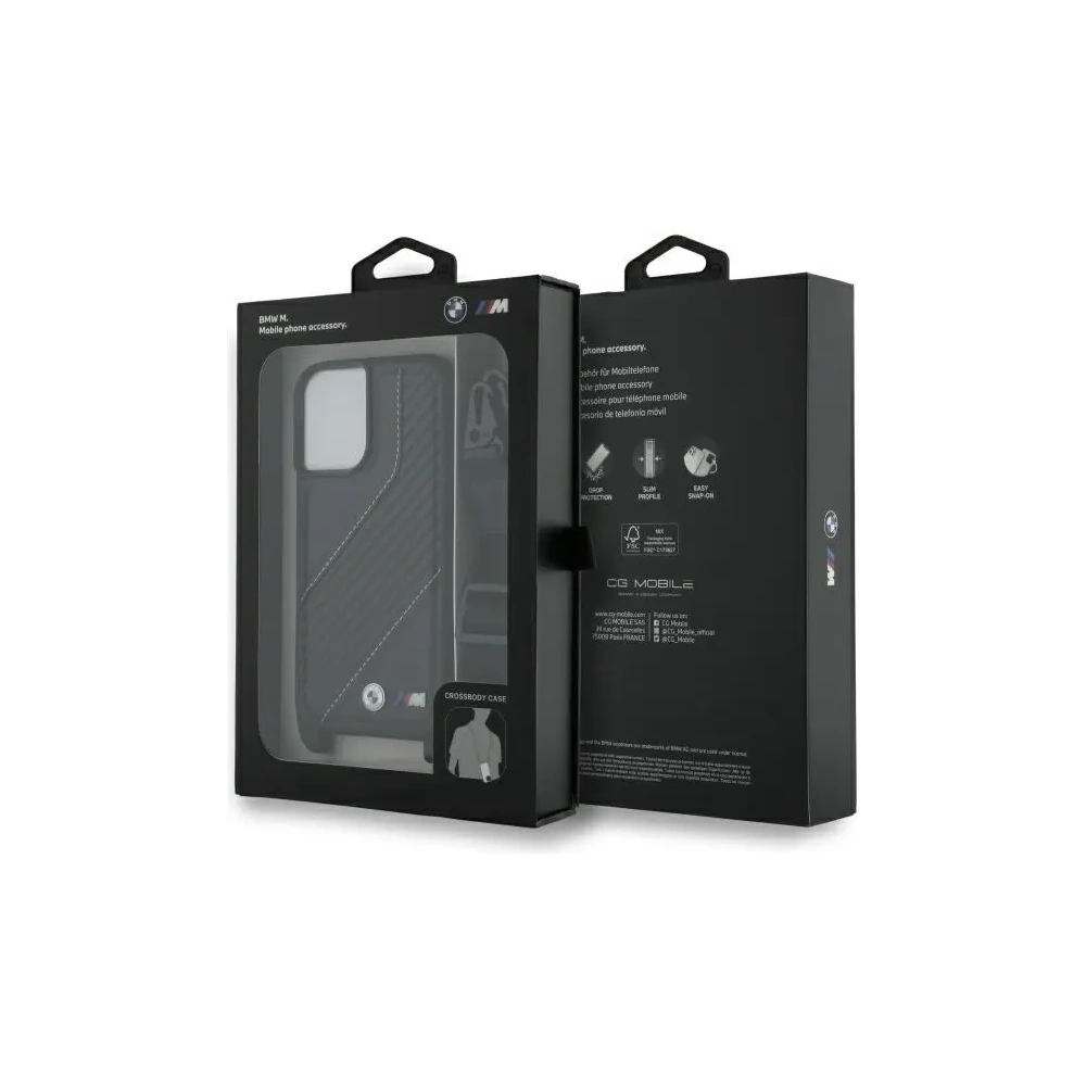 Hurtownia GSM - Etui BMW BMHCP16S23PSCCK Apple iPhone 16 hardcase M Edition Carbon Stripe & Strap černý/black - BMW755 - {ean13} - Hurt