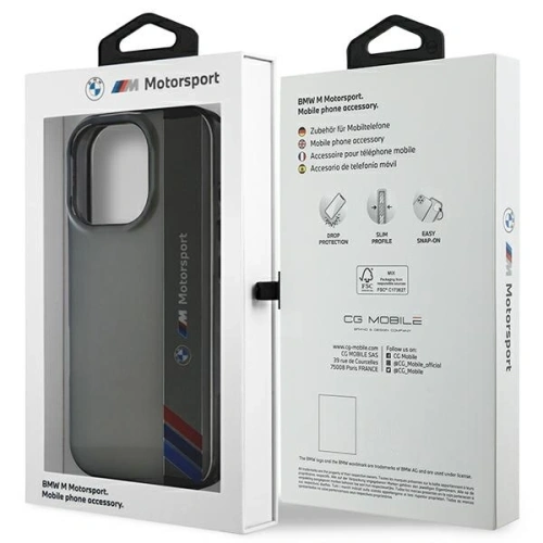 Etui BMW BMHCP16X23HTFEG Apple iPhone 16 Pro Max hardcase Motorsport IML Vertical Stripe szary/grey