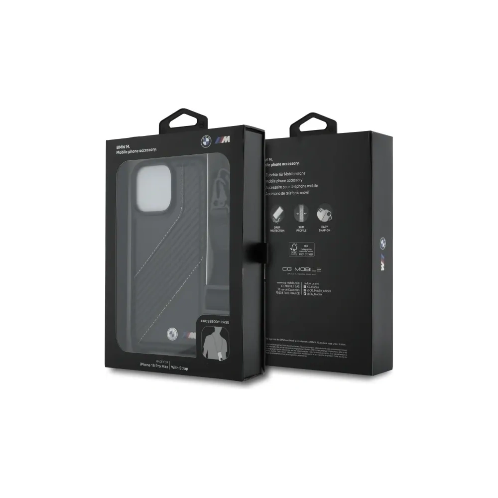 Hurtownia GSM - Etui BMW BMHCP16X23PSCCK Apple iPhone 16 Pro Max hardcase M Edition Carbon Stripe & Strap černý/black - BMW763 - {ean13} - Hurt