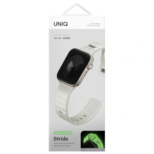 Pasek UNIQ Stride SE Apple Watch 6/7/8/9/10/SE/SE2 40/41/42/44mm FKM Rubber Strap lume
