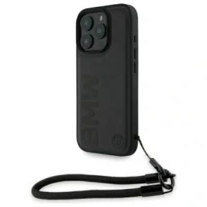 BMW BMHCP16X23RMRLK Apple iPhone 16 Pro Max hardcase Signature Leather Wordmark Cord negru