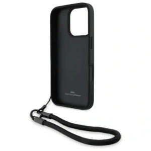 BMW BMHCP16X23RMRLK Apple iPhone 16 Pro Max hardcase Signature Leather Wordmark Cord negru