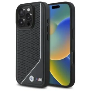 BMW BMHMP16L23PUCPK Apple iPhone 16 Pro hardcase M Perforated Twisted Line MagSafe negru