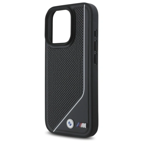 Etui BMW BMHMP16L23PUCPK Apple iPhone 16 Pro hardcase M Perforated Twisted Line MagSafe czarny/black