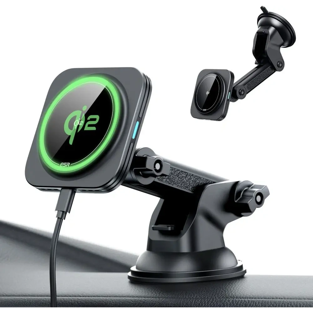 Hurtownia GSM - ESR Halolock Magnetic Magsafe Dashboard Autós Tartó Vezeték nélküli Töltő Qi2 15W Fekete - ESR869 - {ean13} - Hurt