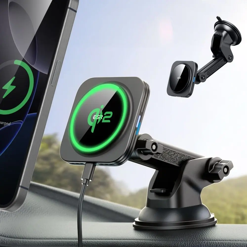 Hurtownia GSM - ESR Halolock Magnetic Magsafe Dashboard Autós Tartó Vezeték nélküli Töltő Qi2 15W Fekete - ESR869 - {ean13} - Hurt