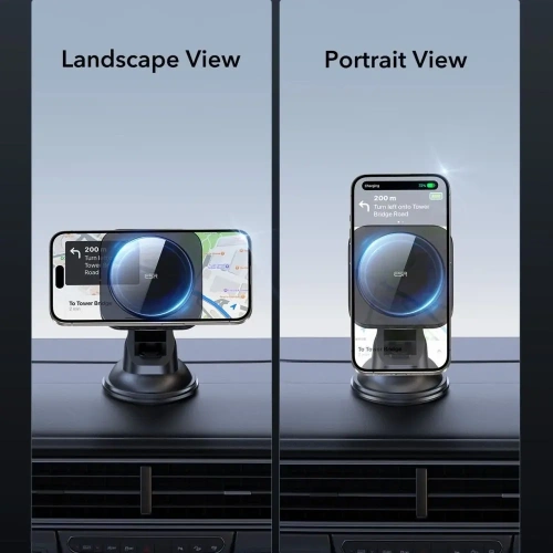Uchwyt samochodowy na kokpit / szybę z ładowarką indukcyjną ESR Halolock Magnetic Magsafe Dashboard Car Mount Wireless Charger Qi2 15W Black