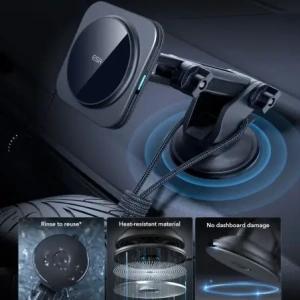 Hurtownia GSM - ESR Halolock Magnetic Magsafe Dashboard Autós Tartó Vezeték nélküli Töltő Qi2 15W Fekete - ESR869 - {ean13} - Hurt