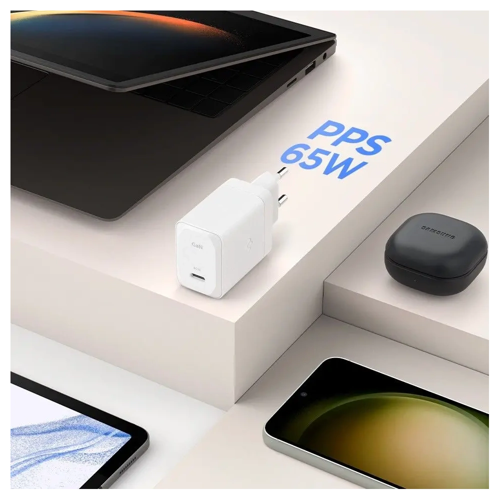 Hurtownia GSM - Spigen Arcstation Pro GaN-651 USB-C Hálózati Töltő 65W + USB-C Kábel Fehér - SPN16565 - {ean13} - Hurt