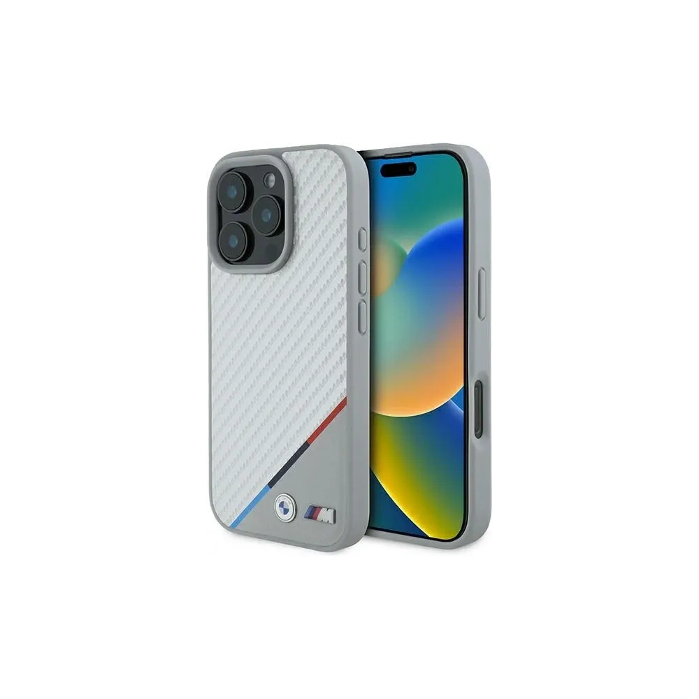 Hurtownia GSM - Etui BMW BMHMP16L23PUDTS Apple iPhone 16 Pro hardcase M Carbon Tricolor Line MagSafe šedý/grey - BMW775 - {ean13} - Hurt