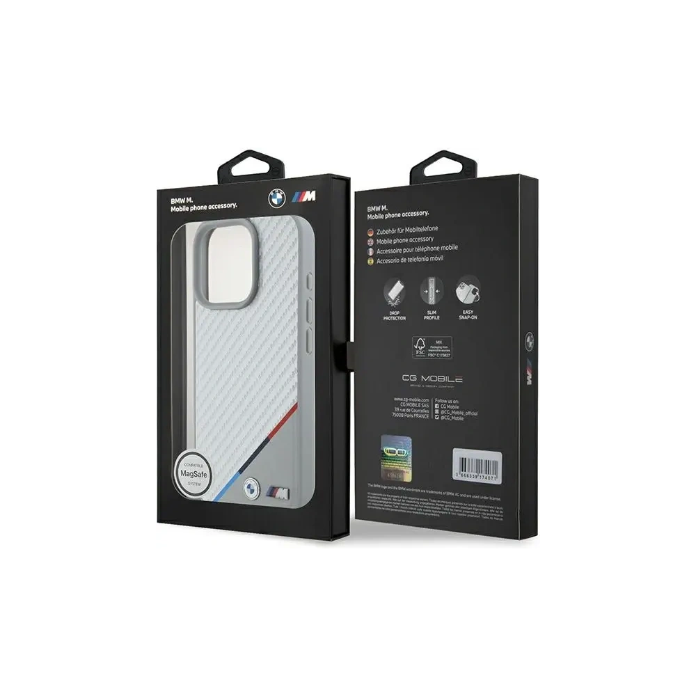 Hurtownia GSM - Etui BMW BMHMP16L23PUDTS Apple iPhone 16 Pro hardcase M Carbon Tricolor Line MagSafe šedý/grey - BMW775 - {ean13} - Hurt