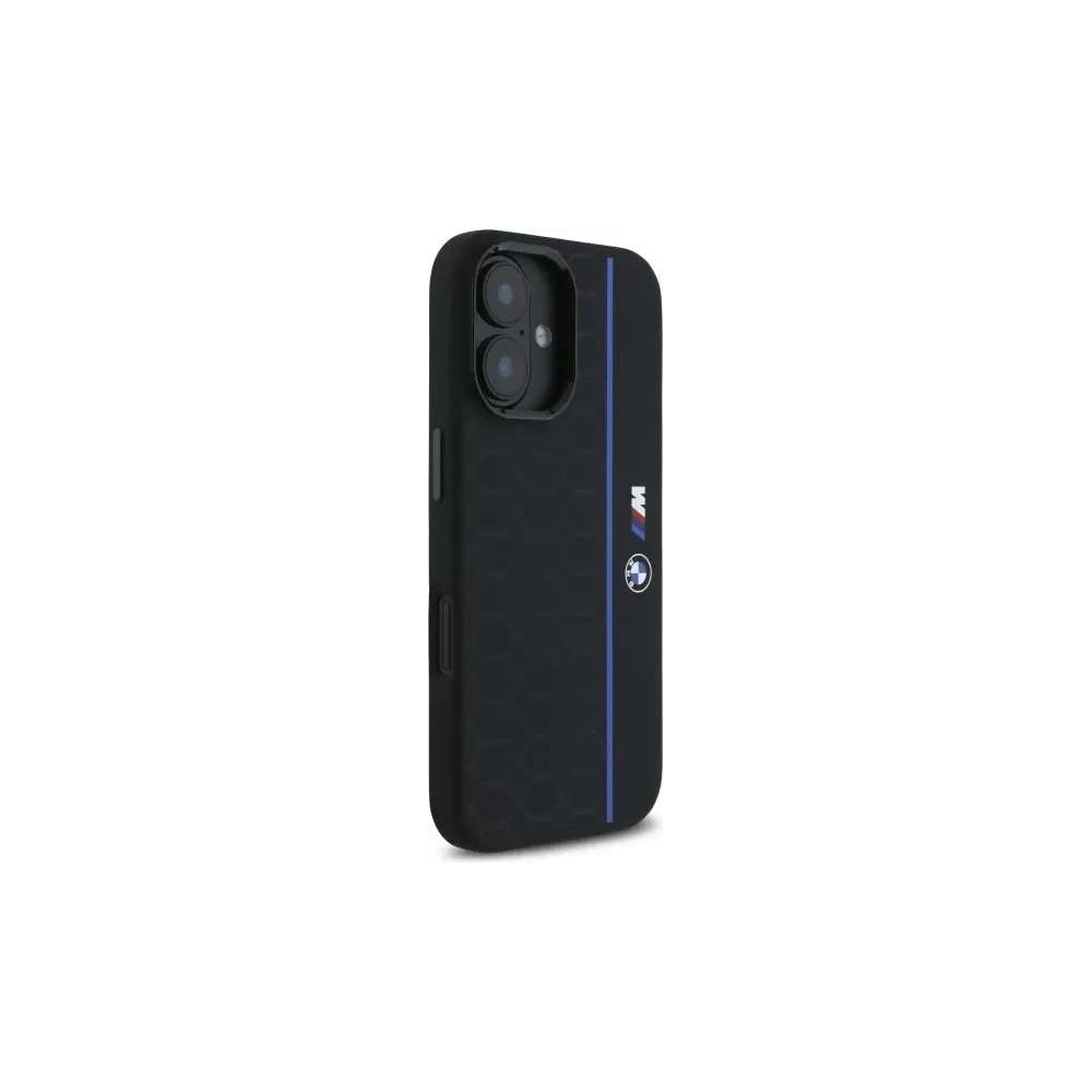 Hurtownia GSM - BMW BMHMP16S23SHEB Apple iPhone 16 Hardcase Silikon Hexagon Blaue Linie MagSafe schwarz - BMW780 - {ean13} - Hurt