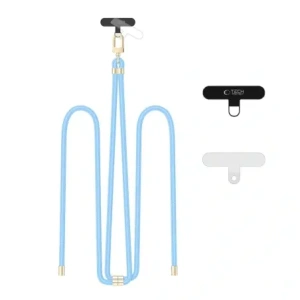 Hurtownia GSM - Smyčka na telefon Tech-Protect C7S Rope Crossbody Strap Baby Blue/gold - THP4184 - {ean13} - Hurt
