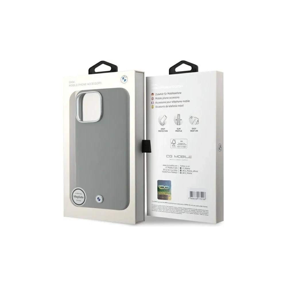 Hurtownia GSM - Etui BMW BMHMP16X23PUFWG Apple iPhone 16 Pro Max hardcase Sign Full Wrapped Metal MagSafe szary/grey - BMW785 - {ean13} - Hurt
