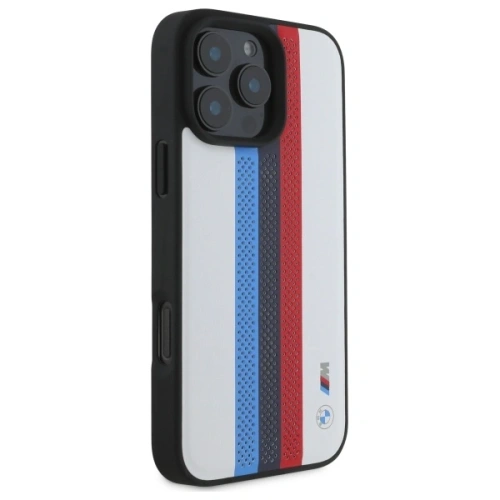 Etui BMW BMHMP16X23PUPTH Apple iPhone 16 Pro Max hardcase M Perf. Tricolor Printed Stripes MagSafe biały/white
