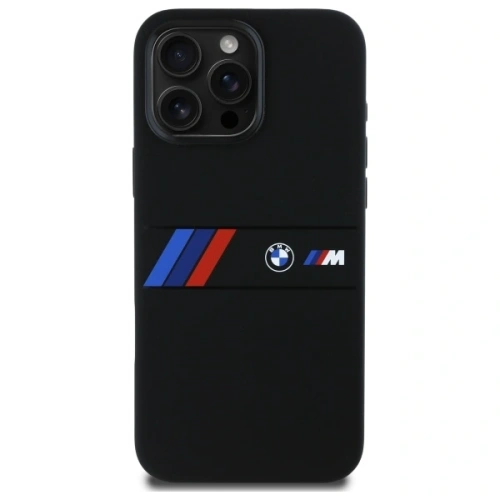 Etui BMW BMHMP16X23SAXK Apple iPhone 16 Pro Max hardcase Silicone Middle Stripe MagSafe czarny/black