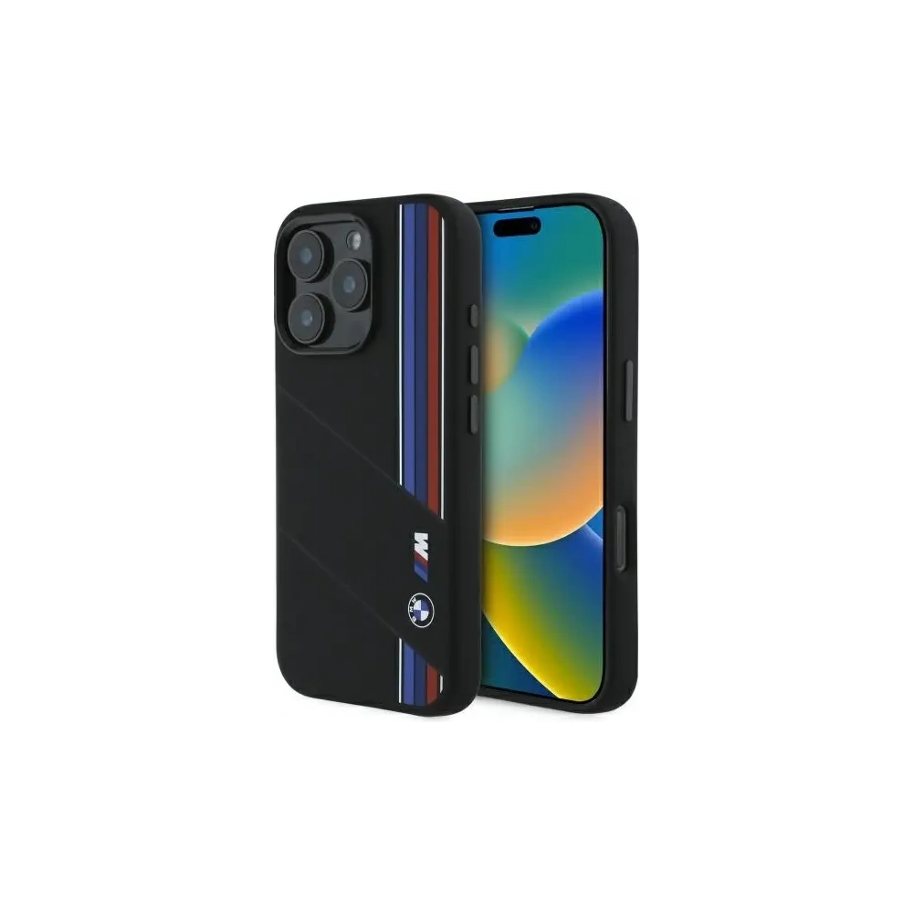 Hurtownia GSM - Etui BMW BMHMP16X23SCUK Apple iPhone 16 Pro Max hardcase Silicone Cut Tricolor Lines MagSafe černý/black - BMW789 - {ean13} - Hurt